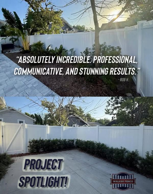 Fence install spotlight image - vinyl fence entry feature